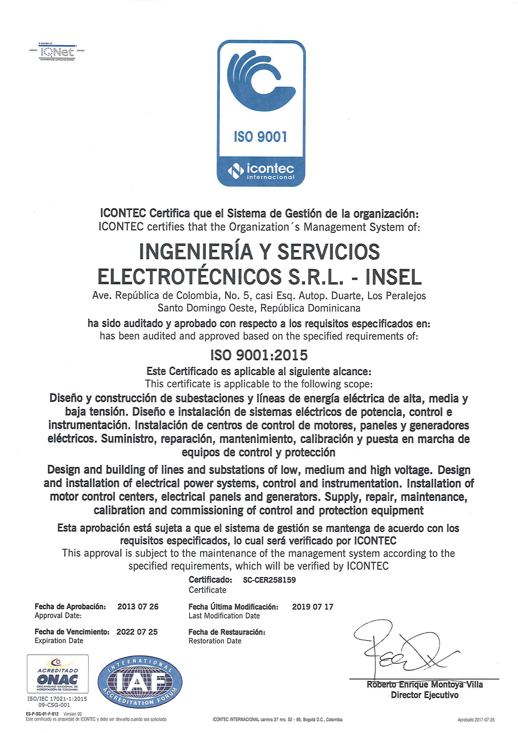 ISO 9001:2015 SISTEMA DE GESTIÓN DE CALIDAD