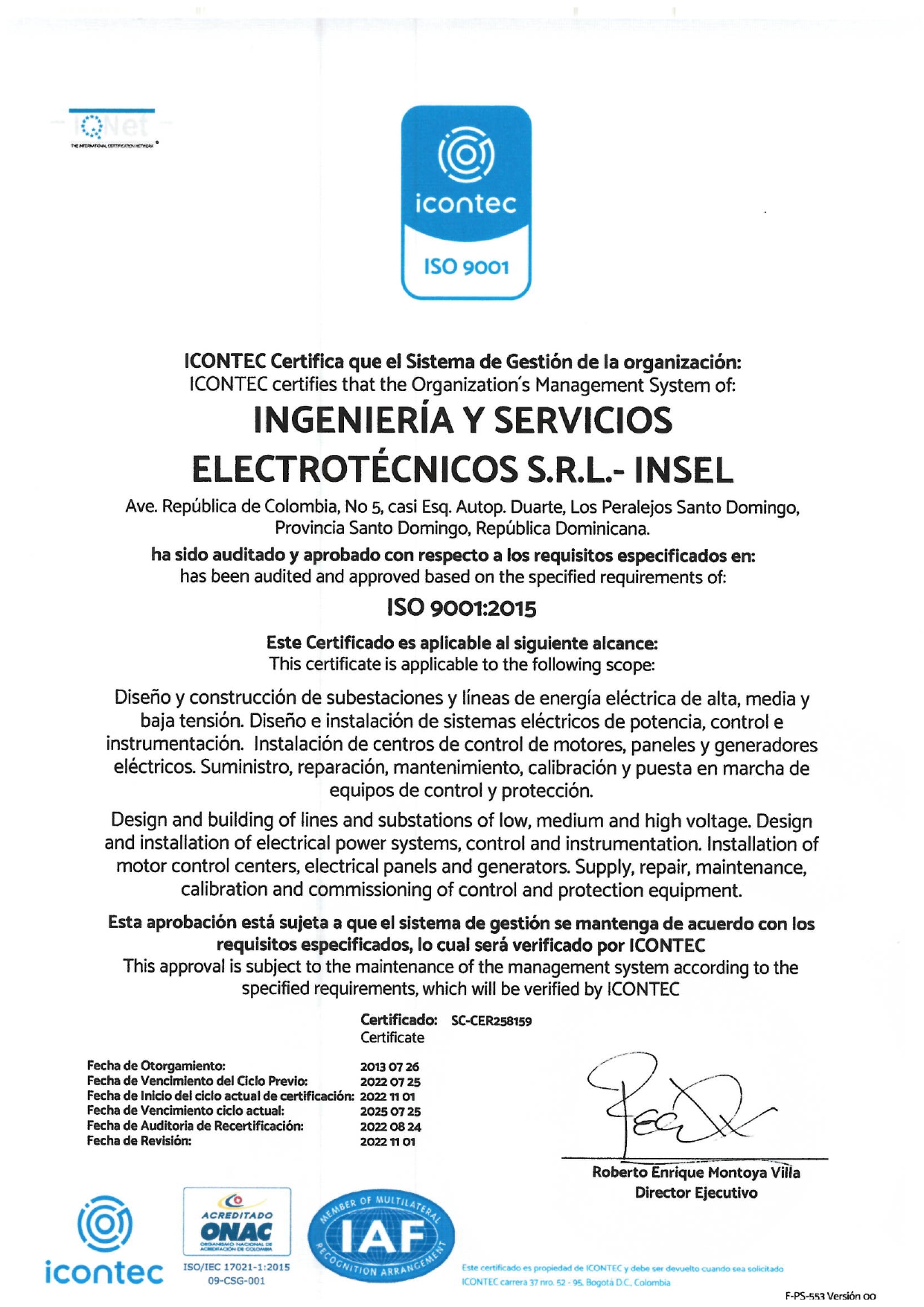 ISO 9001:2015 SISTEMA DE GESTIÓN DE CALIDAD